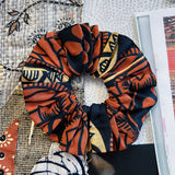 Black Printed Cotton Scrunchie