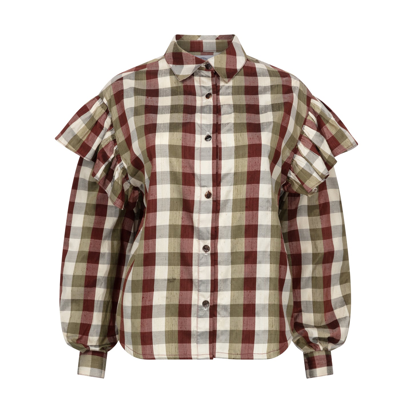 Anūrmi Shirt: Khaki Check House of Bilimoria