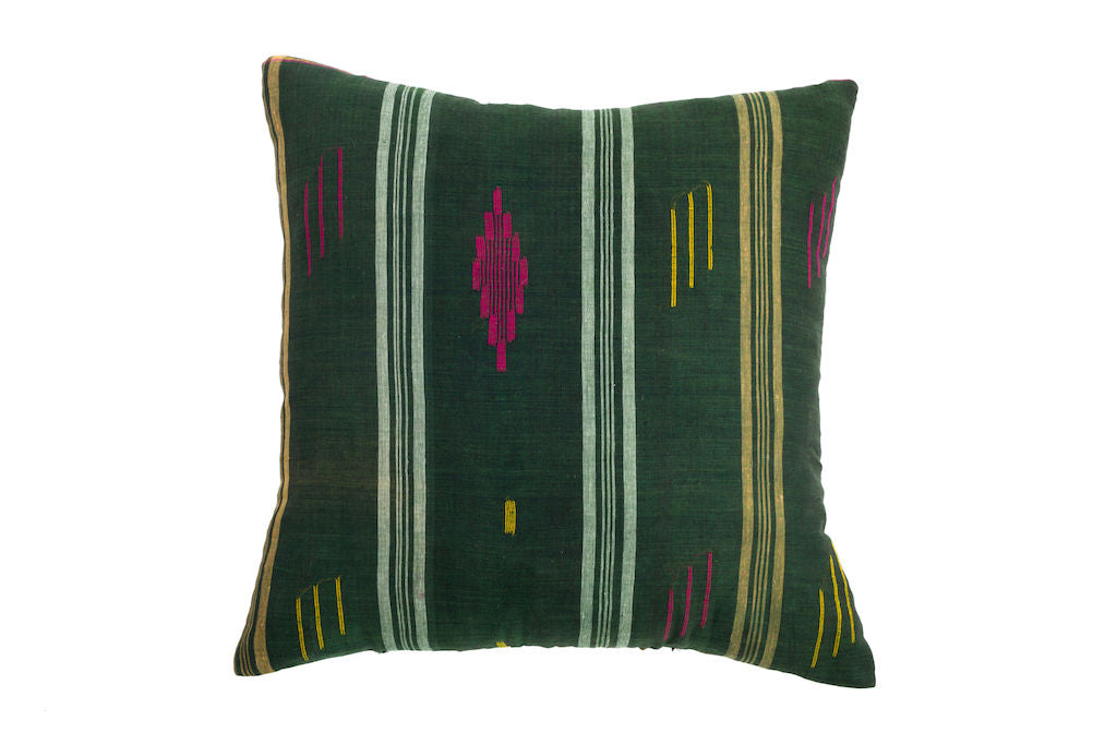 Āma Cushion Green Cotton Luxcycle House of Bilimoria