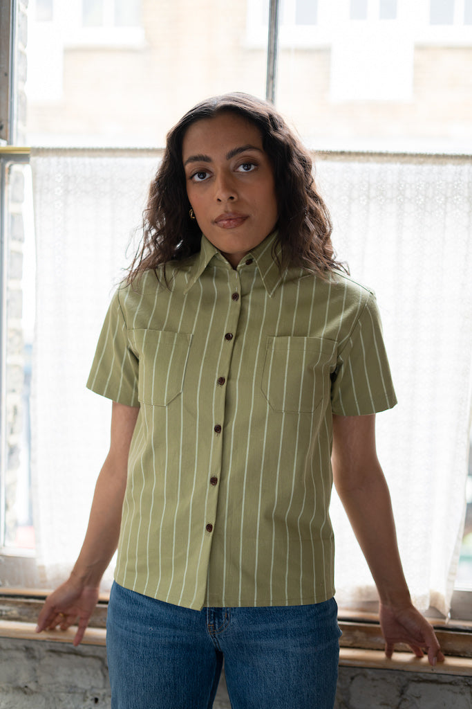 Boxy Shirt: Striped Cotton Canvas House of Bilimoria